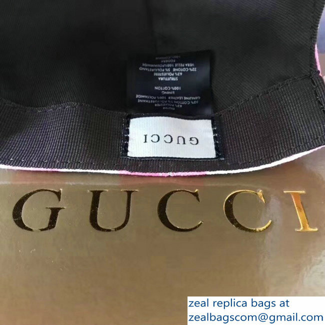 Gucci Logo Print Sylvie Baseball Cap/Hat Pink 2018 - Click Image to Close