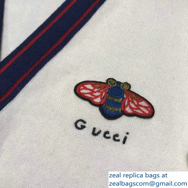 Gucci Logo and Bee White Cardigan 2018