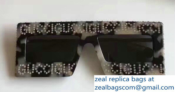 Gucci Mask-Frame Acetate Sunglasses With Crystals Logo 543935 04 2018