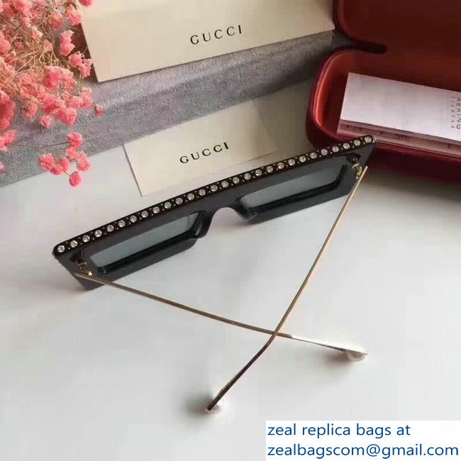 Gucci Mask-Frame Acetate Sunglasses With Crystals Logo 543935 05 2018