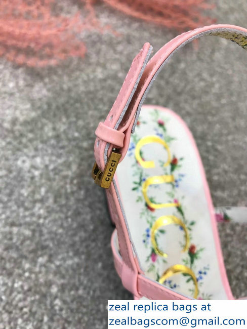 Gucci Metal Bee With Pearl Patent Leather Thong Sandals 524624 Pink - Click Image to Close