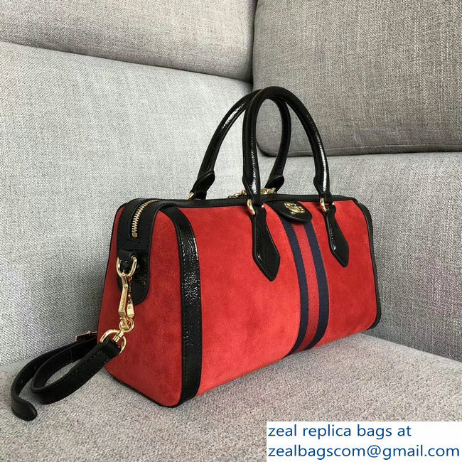 Gucci Ophidia Web Medium Top Handle Bag 524532 Red Suede 2018 - Click Image to Close