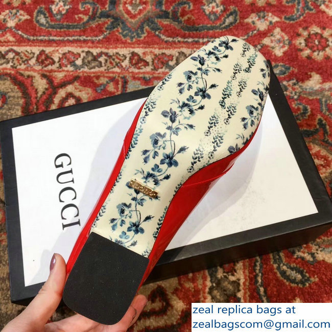 Gucci Patent Leather Mid-Heel Pumps Red with Double G 2018 - Click Image to Close