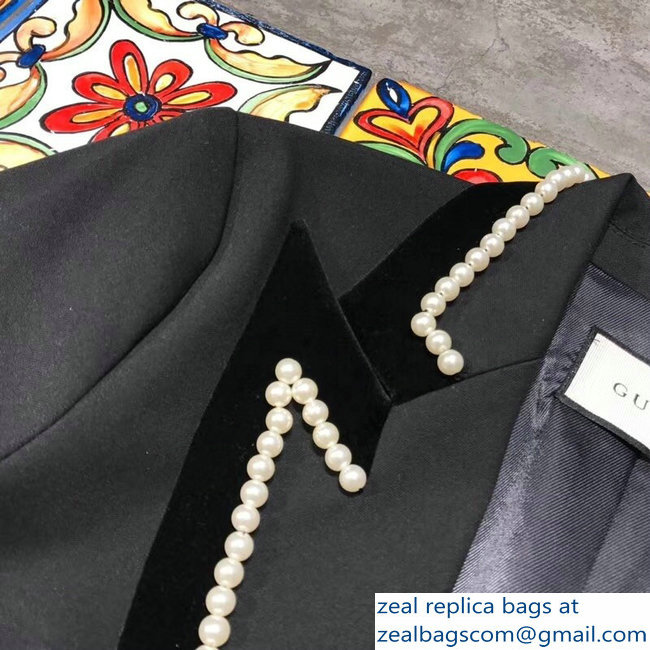 Gucci Pearls Trim Black Jacket 2018