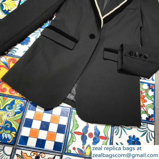 Gucci Pearls Trim Black Jacket 2018