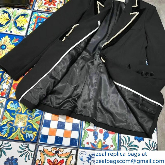 Gucci Pearls Trim Black Jacket 2018