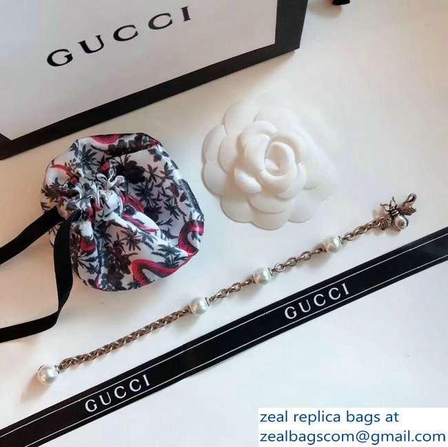 Gucci Pearls and Bee Bracelet
