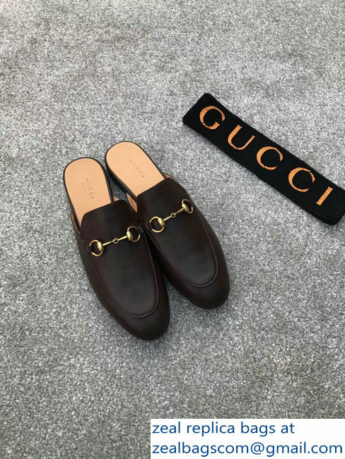 Gucci Princetown Horsebit Leather Slipper Coffee