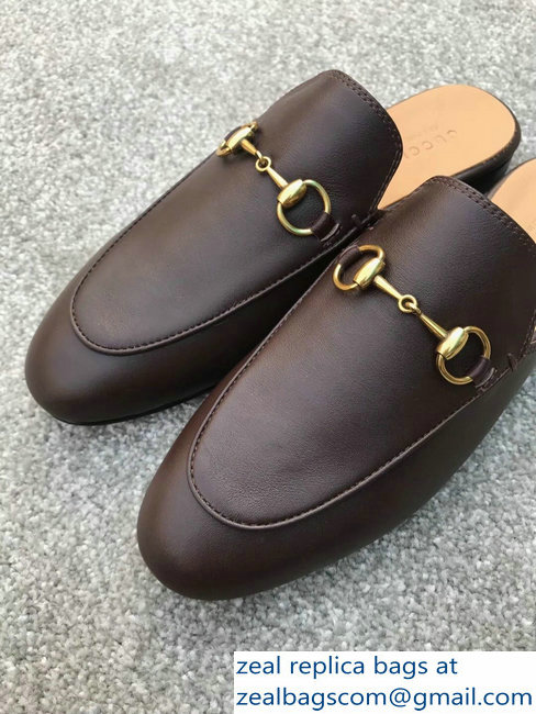 Gucci Princetown Horsebit Leather Slipper Coffee