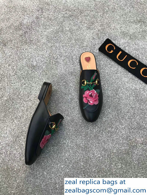 Gucci Princetown Horsebit Leather Slipper Embroidered Flowers - Click Image to Close