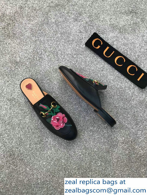 Gucci Princetown Horsebit Leather Slipper Embroidered Flowers - Click Image to Close