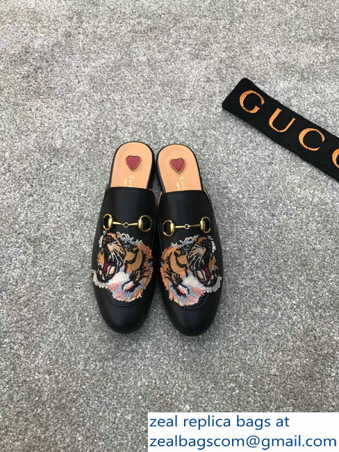 Gucci Princetown Horsebit Leather Slipper Embroidered Tiger