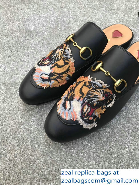 Gucci Princetown Horsebit Leather Slipper Embroidered Tiger