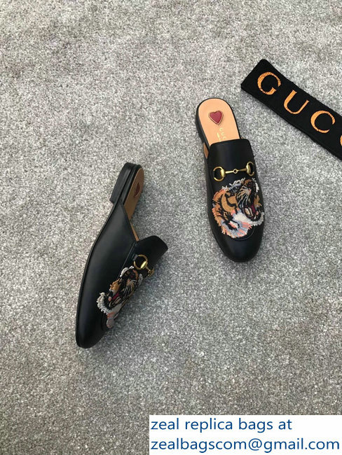 Gucci Princetown Horsebit Leather Slipper Embroidered Tiger