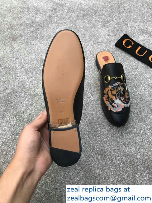 Gucci Princetown Horsebit Leather Slipper Embroidered Tiger