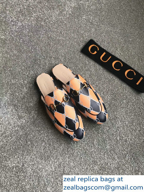 Gucci Princetown Horsebit Leather Slipper GG Black/Orange