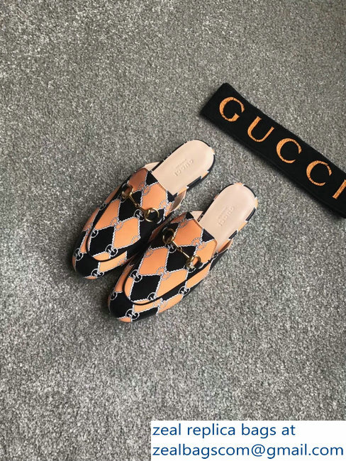 Gucci Princetown Horsebit Leather Slipper GG Black/Orange