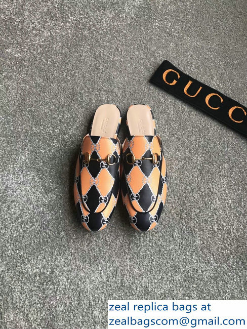 Gucci Princetown Horsebit Leather Slipper GG Black/Orange