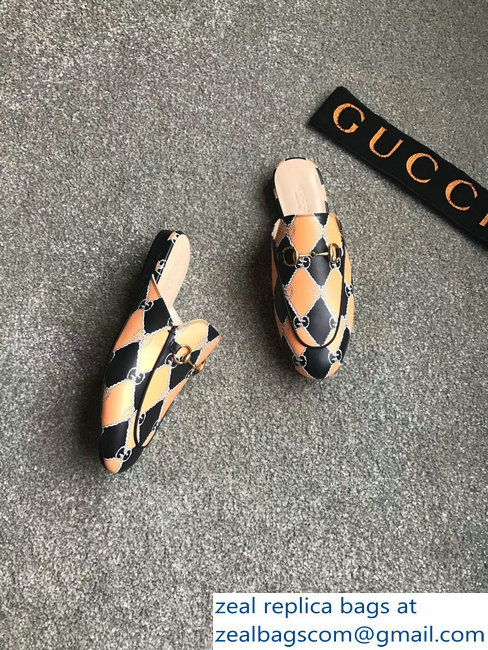 Gucci Princetown Horsebit Leather Slipper GG Black/Orange