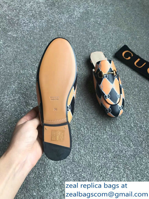 Gucci Princetown Horsebit Leather Slipper GG Black/Orange