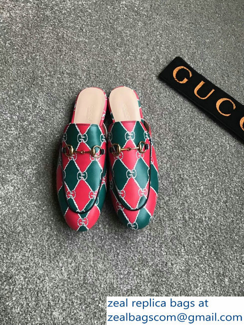 Gucci Princetown Horsebit Leather Slipper GG Green/Red - Click Image to Close