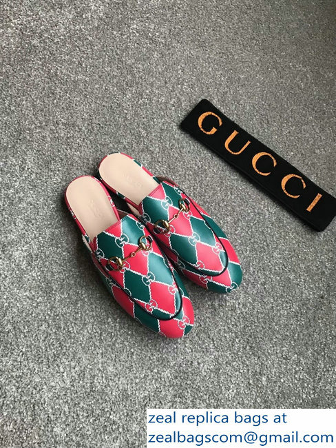 Gucci Princetown Horsebit Leather Slipper GG Green/Red - Click Image to Close