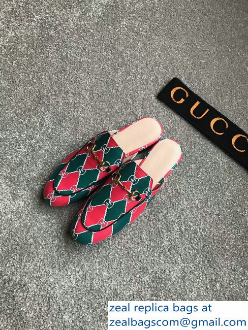 Gucci Princetown Horsebit Leather Slipper GG Green/Red - Click Image to Close