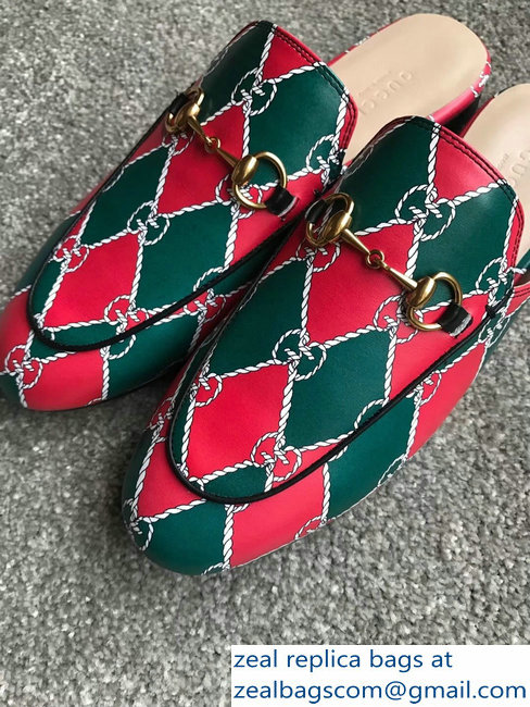 Gucci Princetown Horsebit Leather Slipper GG Green/Red