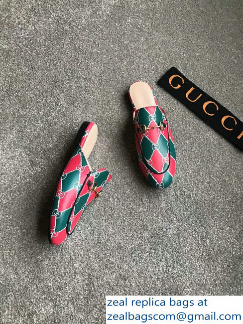 Gucci Princetown Horsebit Leather Slipper GG Green/Red - Click Image to Close