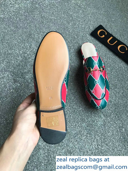 Gucci Princetown Horsebit Leather Slipper GG Green/Red - Click Image to Close