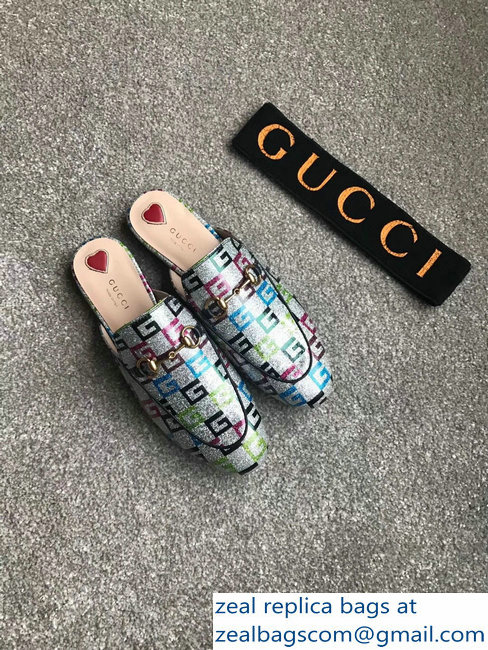 Gucci Princetown Horsebit Leather Slipper Multicolor G Lurex