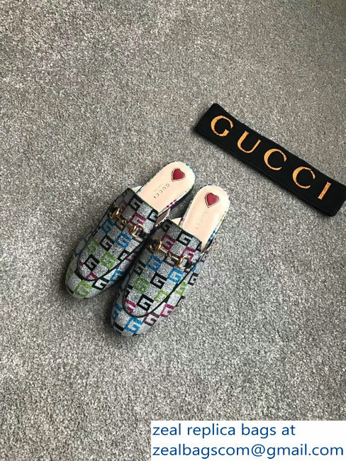 Gucci Princetown Horsebit Leather Slipper Multicolor G Lurex