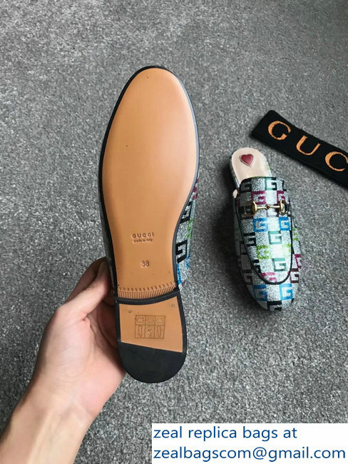 Gucci Princetown Horsebit Leather Slipper Multicolor G Lurex