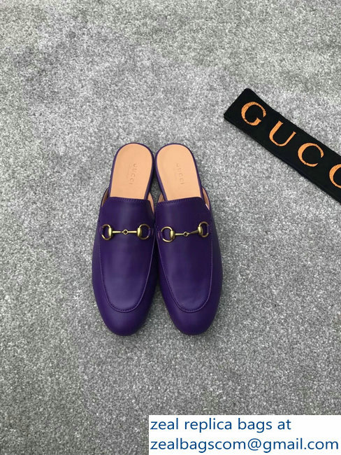 Gucci Princetown Horsebit Leather Slipper Purple