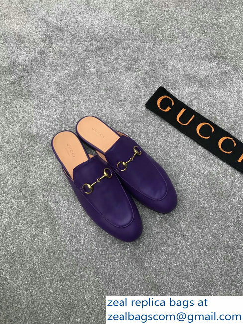 Gucci Princetown Horsebit Leather Slipper Purple