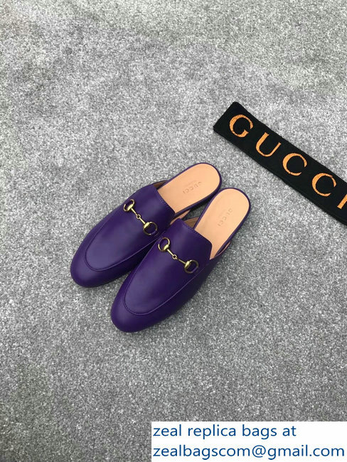 Gucci Princetown Horsebit Leather Slipper Purple