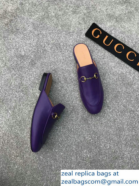 Gucci Princetown Horsebit Leather Slipper Purple