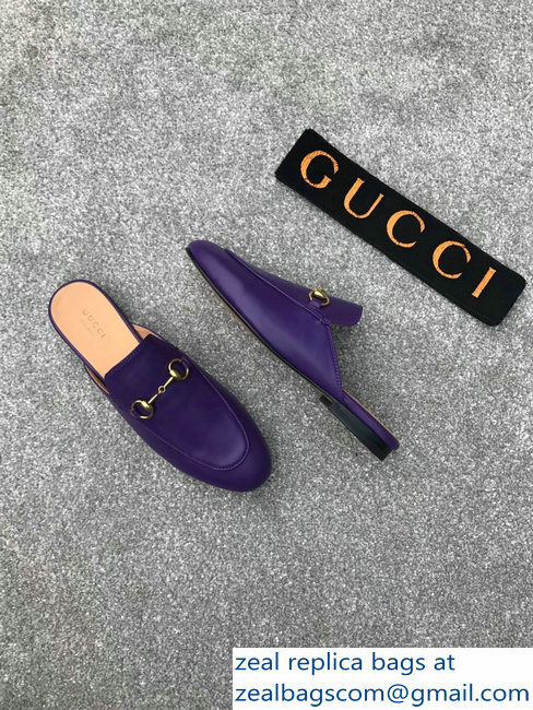 Gucci Princetown Horsebit Leather Slipper Purple
