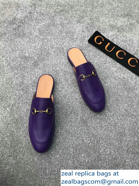 Gucci Princetown Horsebit Leather Slipper Purple