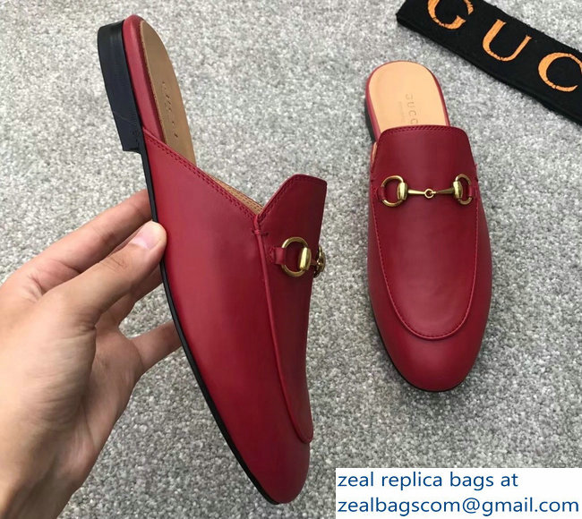 Gucci Princetown Horsebit Leather Slipper Red - Click Image to Close