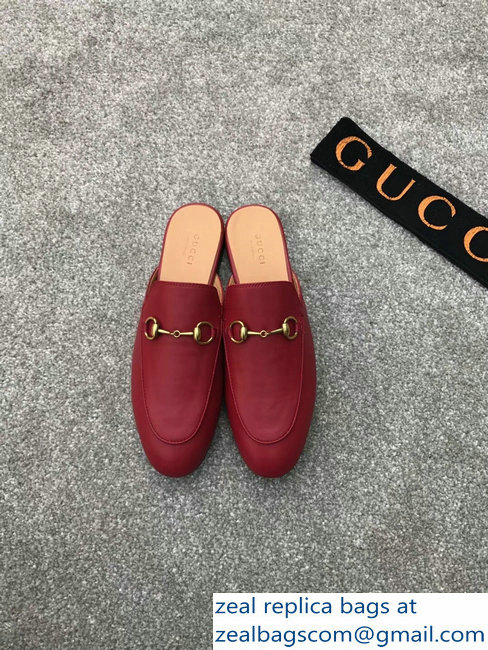 Gucci Princetown Horsebit Leather Slipper Red