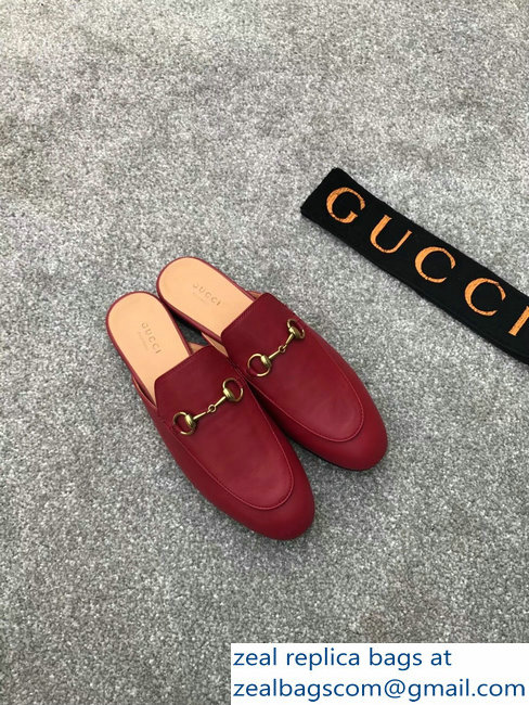 Gucci Princetown Horsebit Leather Slipper Red - Click Image to Close