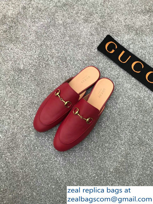 Gucci Princetown Horsebit Leather Slipper Red