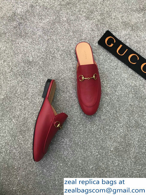 Gucci Princetown Horsebit Leather Slipper Red