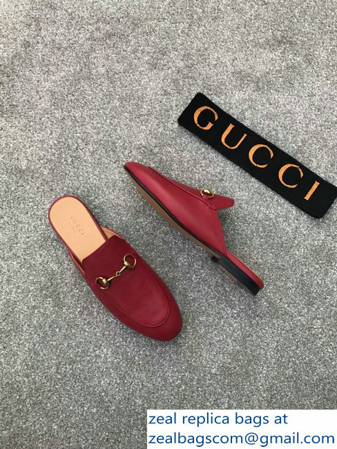 Gucci Princetown Horsebit Leather Slipper Red