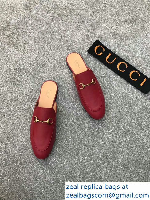 Gucci Princetown Horsebit Leather Slipper Red