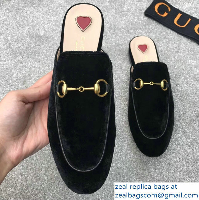 Gucci Princetown Horsebit Leather Slipper Velvet Black - Click Image to Close