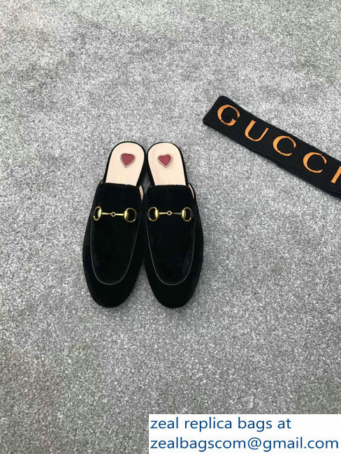 Gucci Princetown Horsebit Leather Slipper Velvet Black