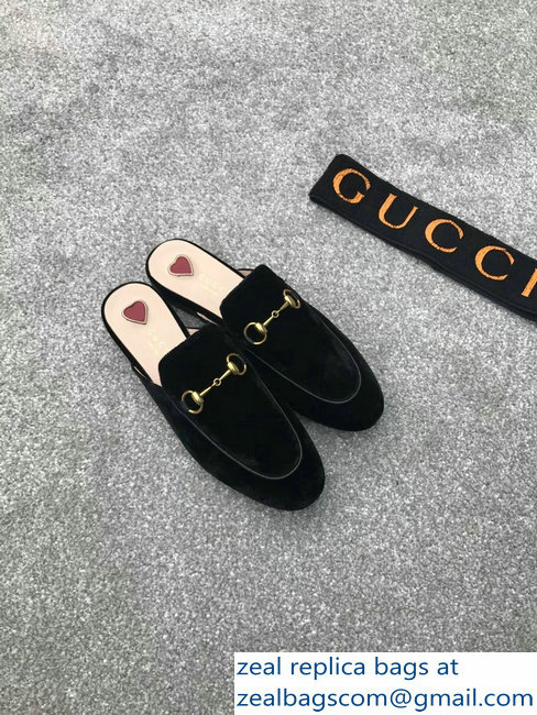 Gucci Princetown Horsebit Leather Slipper Velvet Black