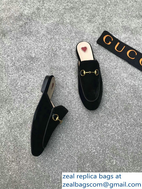 Gucci Princetown Horsebit Leather Slipper Velvet Black